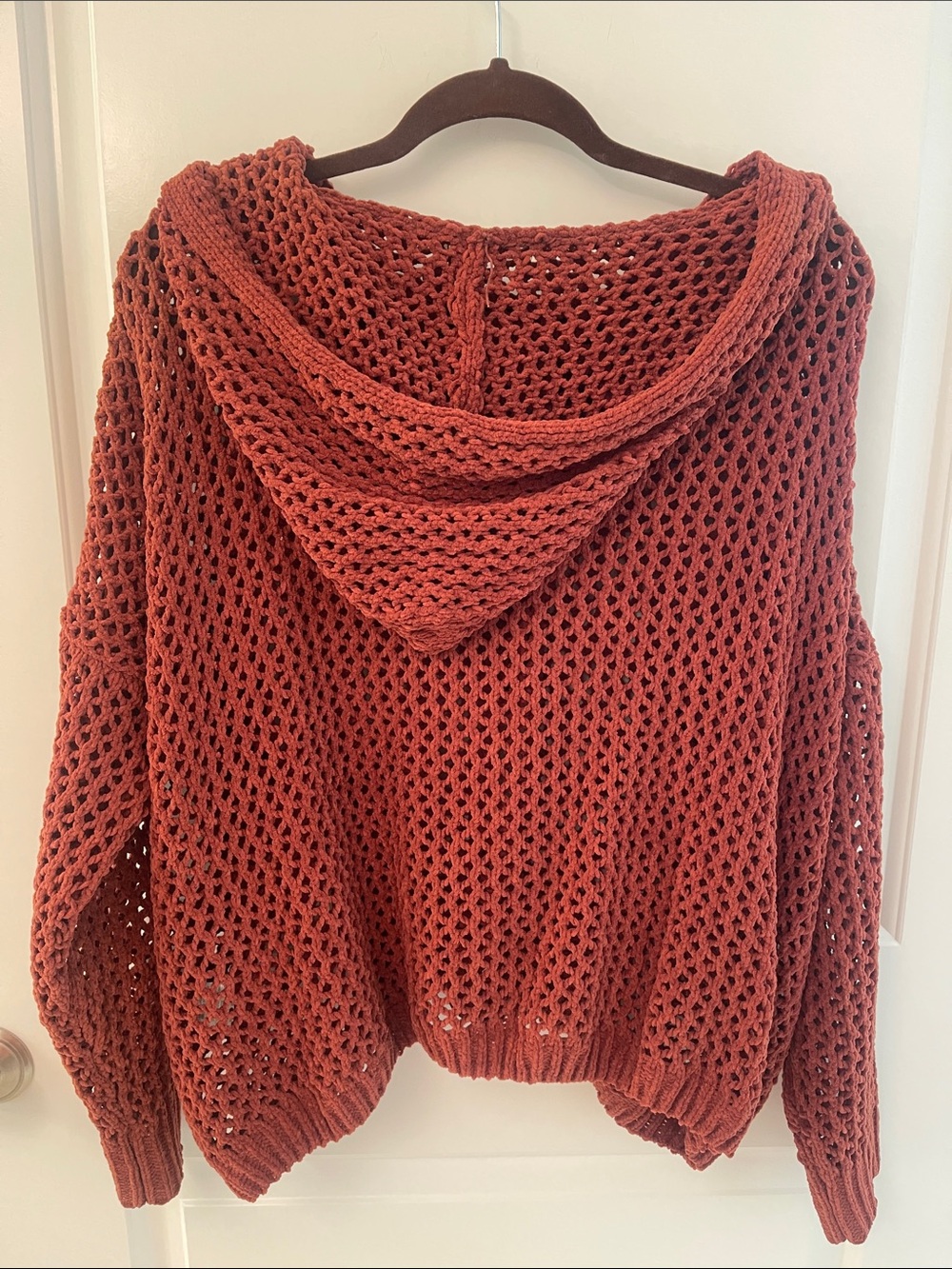 Miracle Rust Open-Weave Chenille Tie-Neck Pullover - Picture 8 of 10